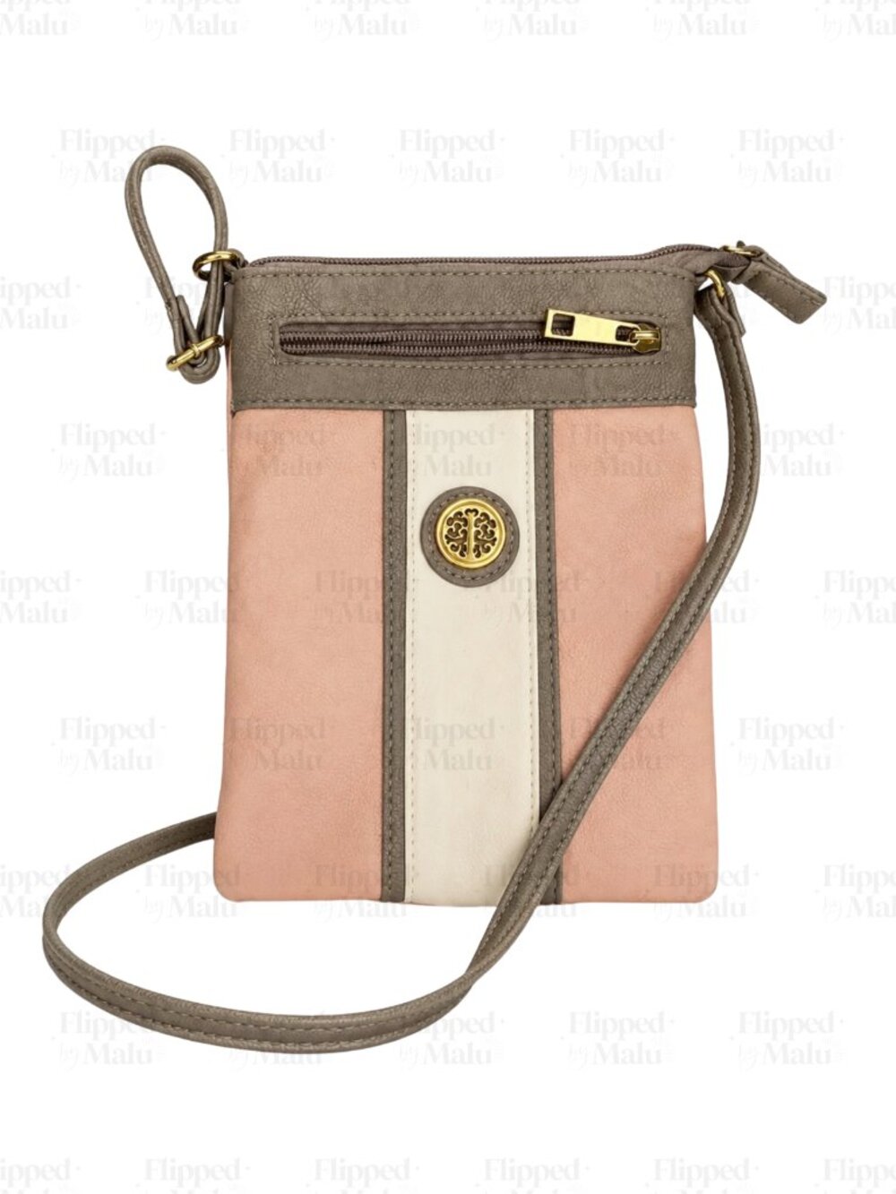 Dasein Pink Colorblock Medallion Crossbody Bag